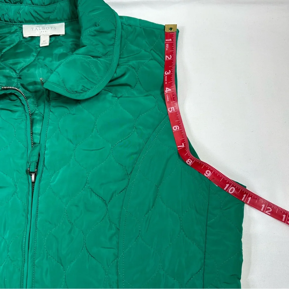 Talbots 2013  Y2K Green Quilted Full Zipper Pockets Classic Vest M‎